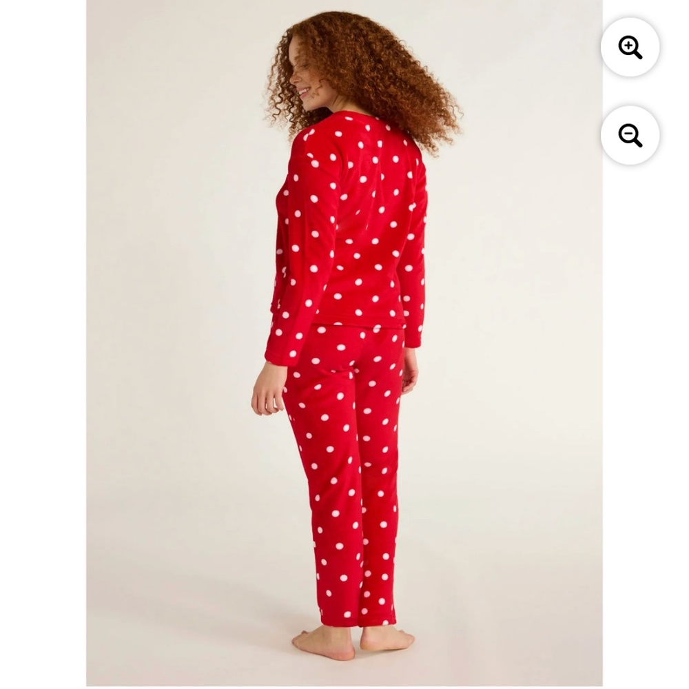 Joyspun Women’s 2 PC Milky Fleece Red Dotted Pajama Set Size 3X NWT - Picture 2 of 6